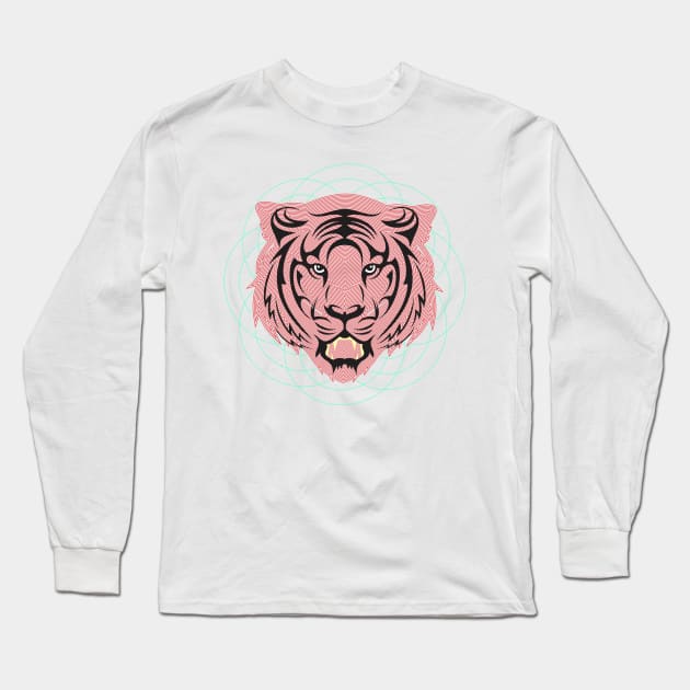 Orbital Red Tiger Long Sleeve T-Shirt by secretlopesong